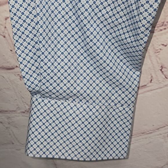 Society Of Threads No Iron Slim Fit Blue Patterned Shirt Mens Size M - Picture 5 of 13